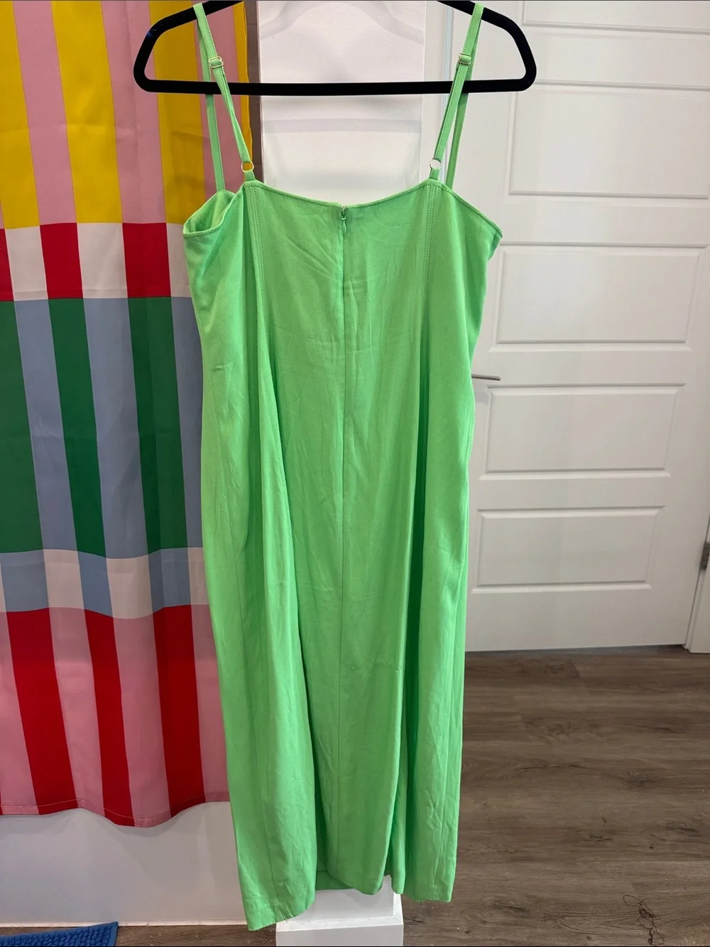 J. Crew Bright Green Bustier Midi Slip Dress